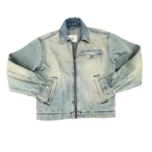 BDG Women's Cropped Denim Jacket XS Light Wash Zip Front Cotton Jean Jacket